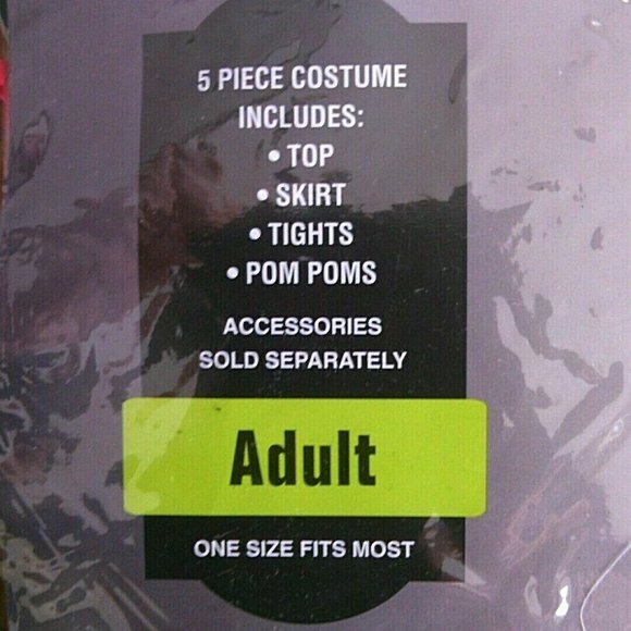 Cheerless Zombie Halloween Outfit Costume Fancy Dress Skirt Top Body Pom Pom - Picture 3 of 16